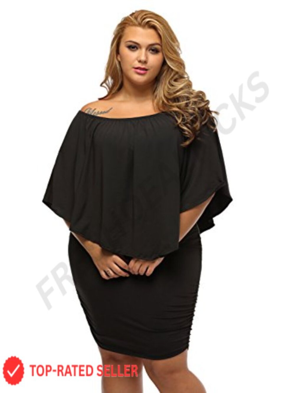 Plus Size Off Shoulder Mini Dress Ruffle Lace Bodycon